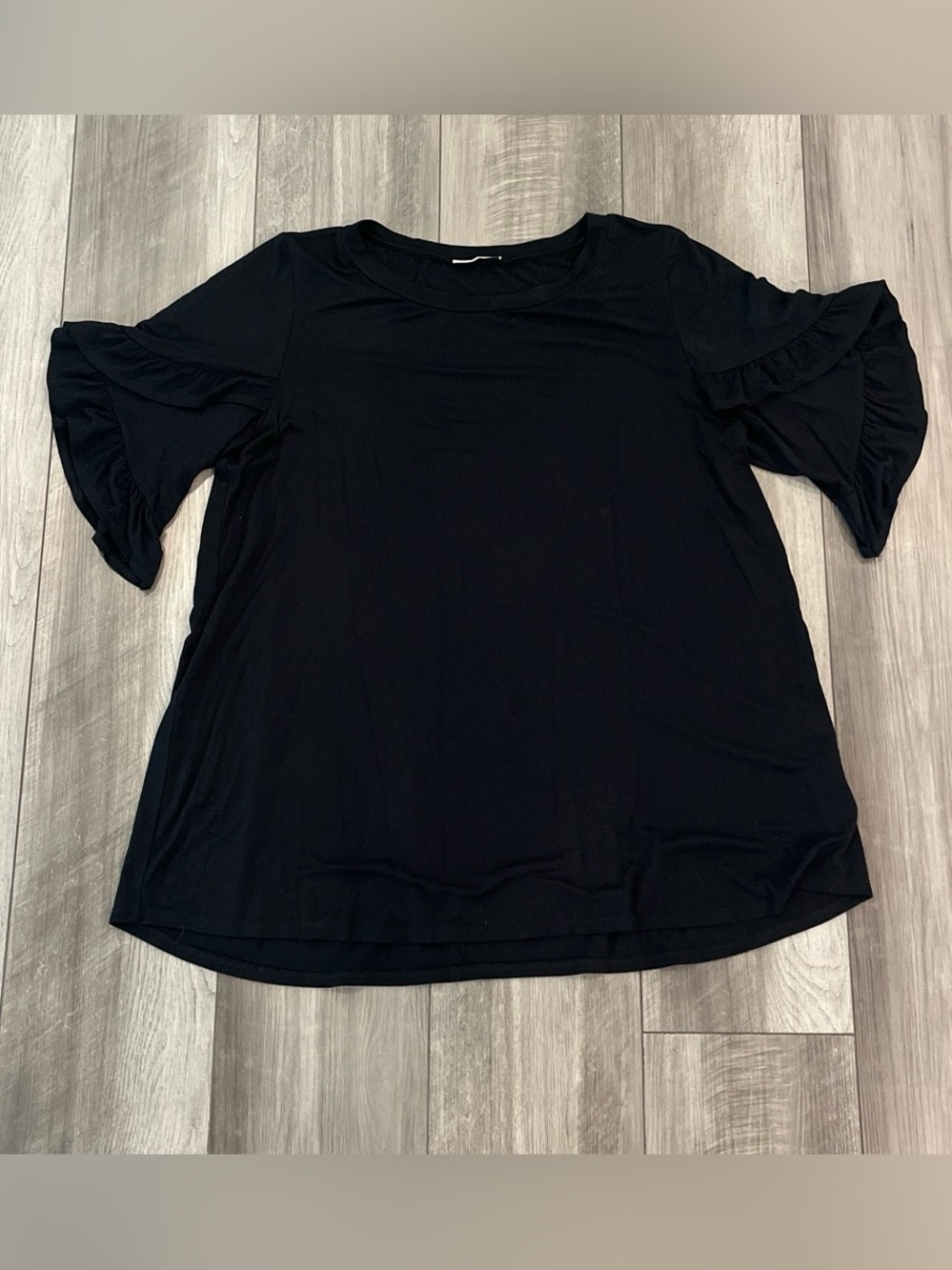JODIFL Black Ruffle Sleeve Women's Top